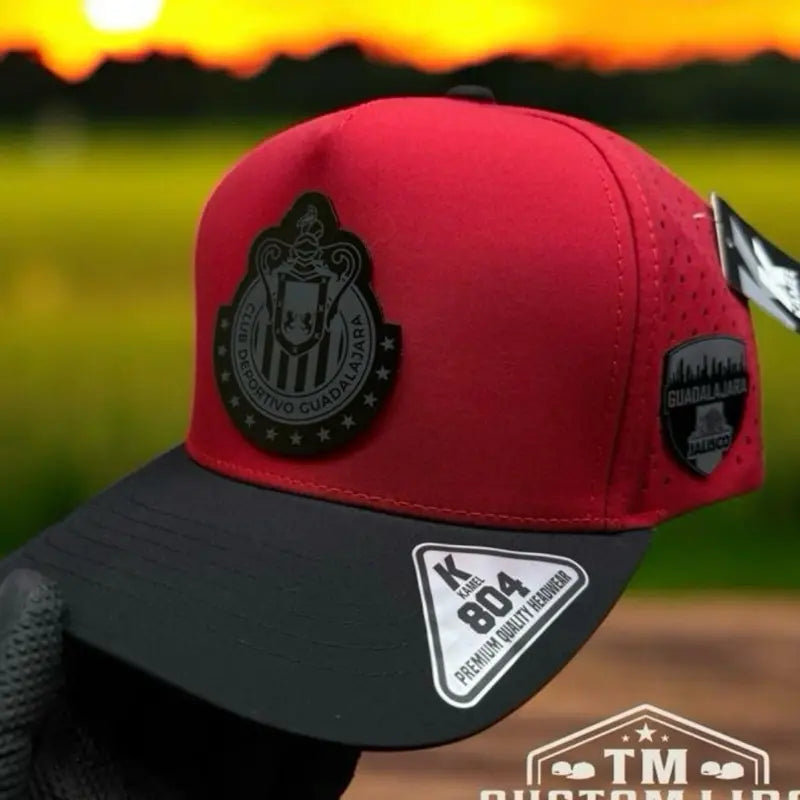 Unisex Red & Black Polyester Guadalajara Soccer Fan Baseball Cap - Accessory with Team Logo Patch Detail, Durable Adjustable Secure Fit, Casual Sports Fan Red Baseball Cap Hats