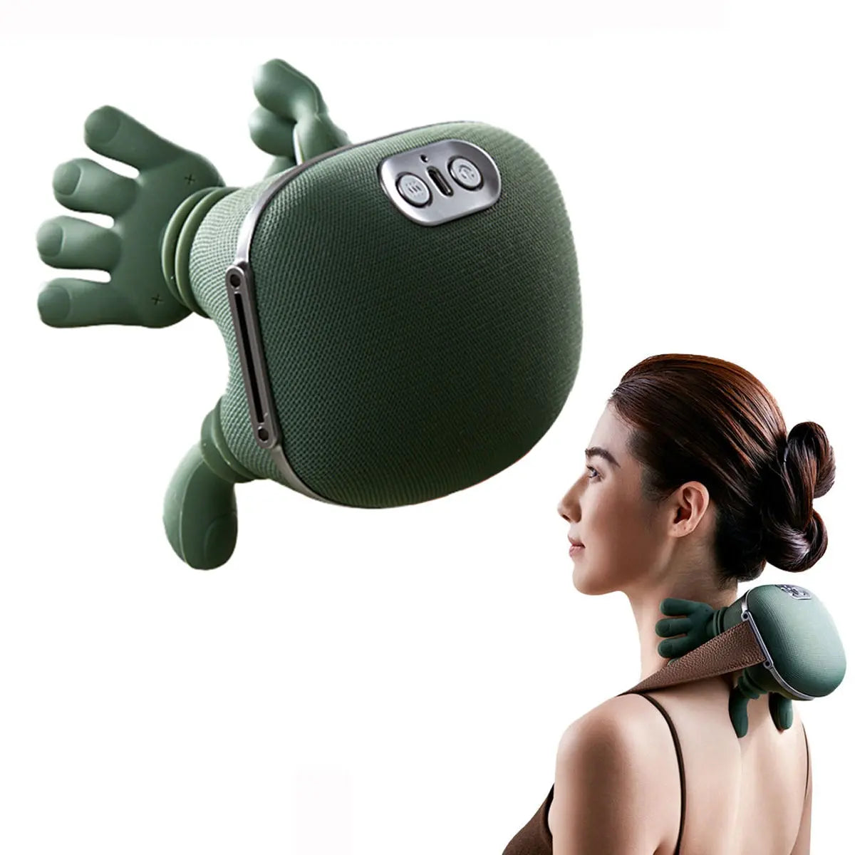 Smart Heated Body Massager - Compact, Adjustable Compression Device for Neck, Waist, Back Pain Relief, Realistic Hand Simulation, Soothing Warmth, Portable for Travelers
