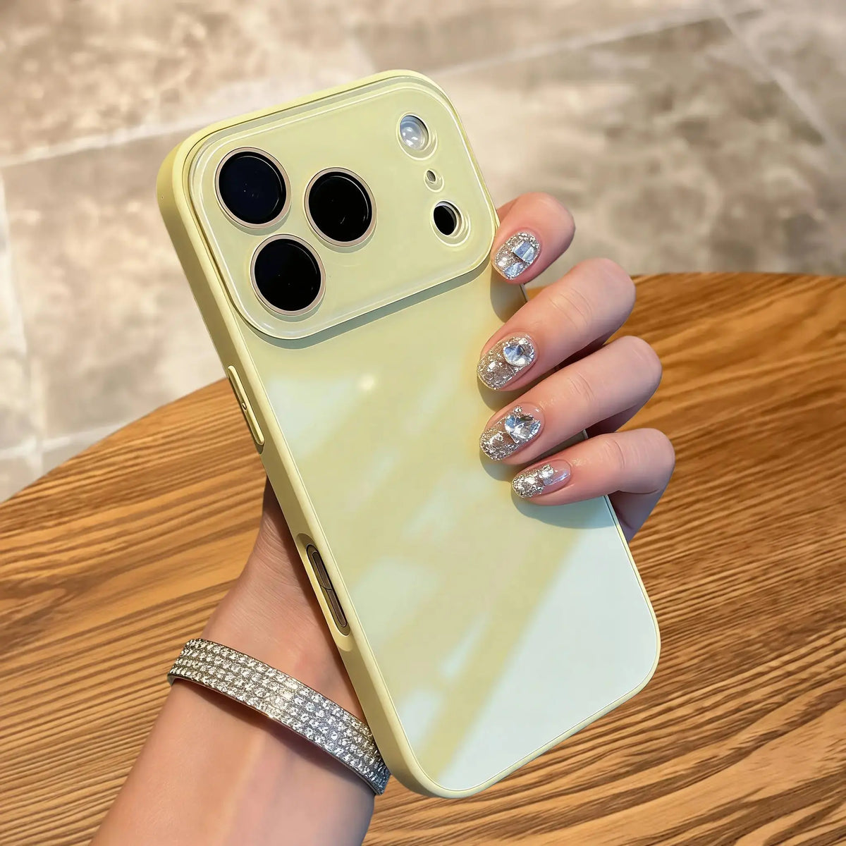 Milk Tea Brown Macaron Ice-Sense Glass Smartphone Case - Full-Coverage Lens Protector for Iphone 13 (Solid Color), 14 (Couples Style), 15 (Simple New Style), 16/16 Pro, 17 Pro/17 Pro Max Handheld Devices Accessories