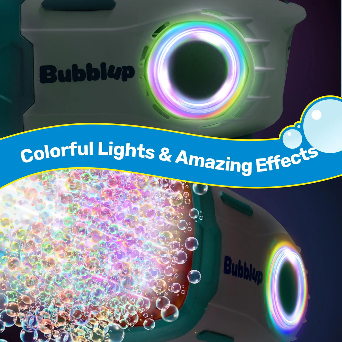 Play-Act 69 Holes Bubble Machine Guns Toys, Bazooka Rocket Shape Bubble Gun for Kids Adults, Colored Lights Blaster Blower with Solution Outdoor, Summer Toys, Party Favors, Wedding, Birthday, Easter Dealsforyoudays