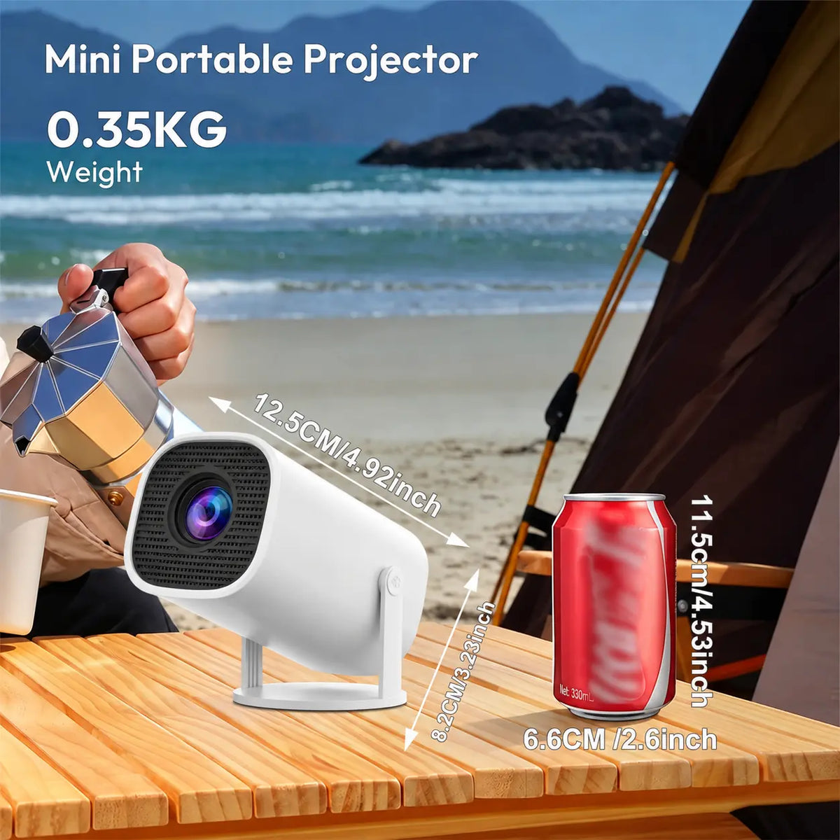 Mini Projector 350ANSI 720P Native with 4K Decode - Portable Home Cinema for Bedroom & Living Room, Real 1080P Upscale, Android 13, Dual Wifi6, Bluetooth 5.2, Auto Keystone, 130" Screen, US Stock