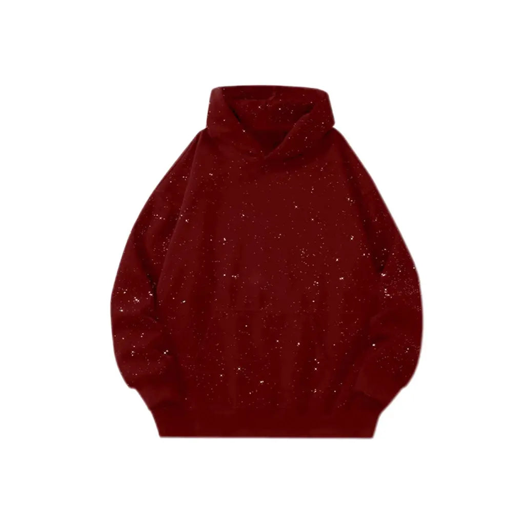 Tellfun--Sequined Pullover Hoodie - Fashionable Casual Long-Sleeved Menswear Top with Pockets, Loose-Fitting Y2K Galaxy Sweatshirt for Autumn & Winter