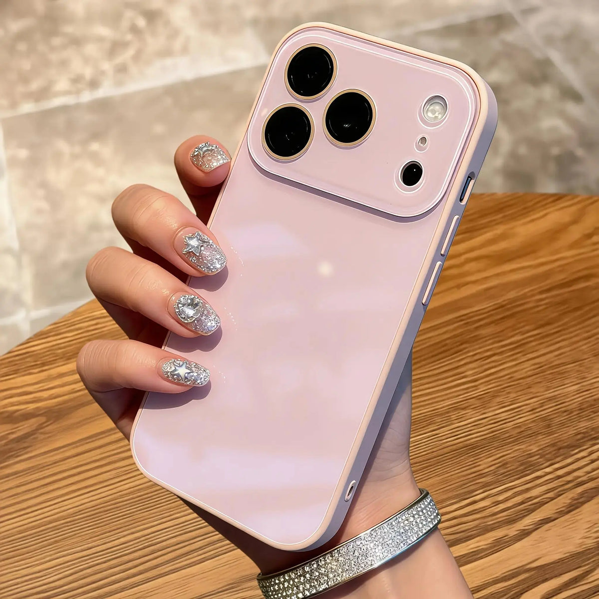 Milk Tea Brown Macaron Ice-Sense Glass Smartphone Case - Full-Coverage Lens Protector for Iphone 13 (Solid Color), 14 (Couples Style), 15 (Simple New Style), 16/16 Pro, 17 Pro/17 Pro Max Handheld Devices Accessories