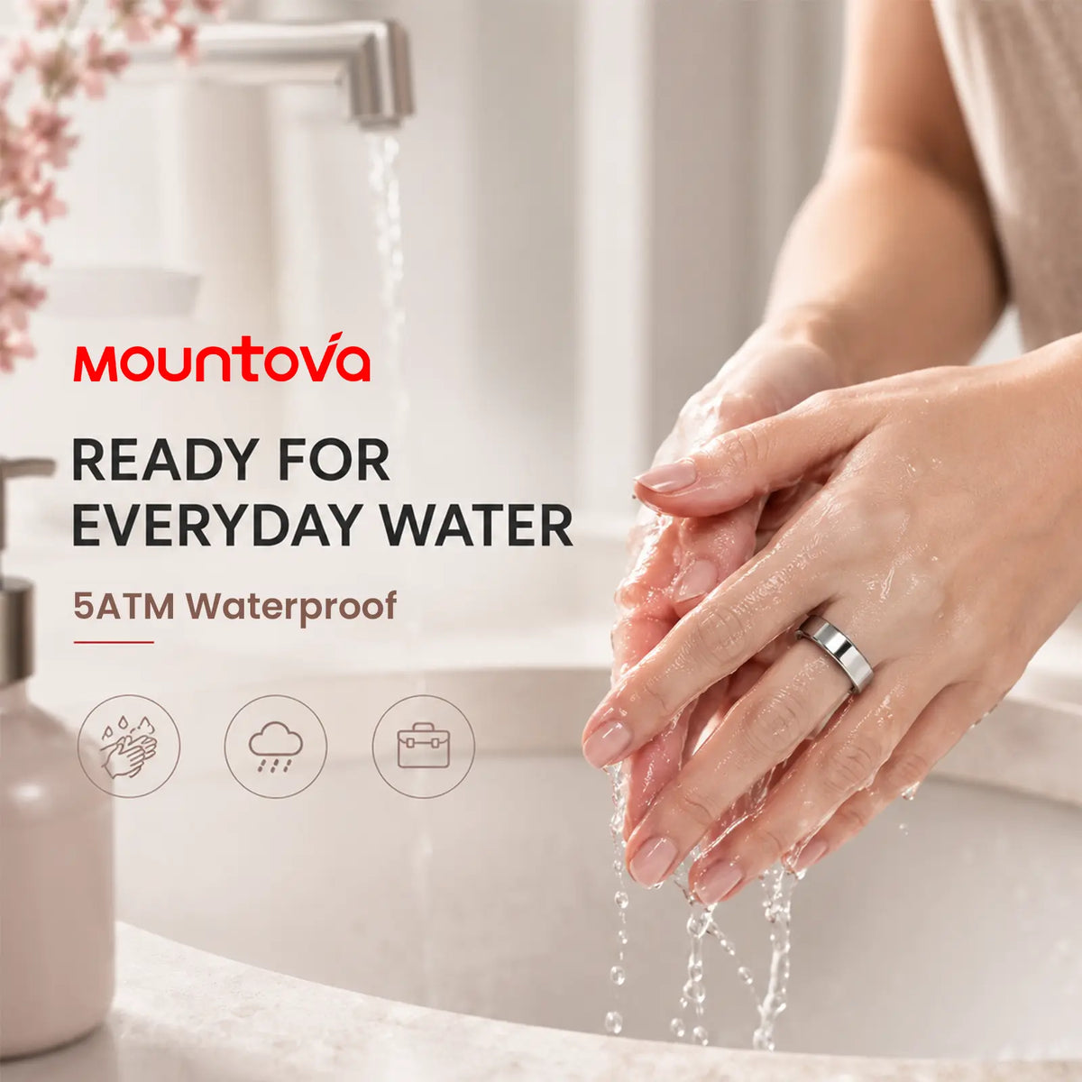Mountova UR5 Smart Ring for for Women & Men - Premium Stainless Steel Fitness Tracker with 24/7 Heart Rate, Sleep, Stress & Menstrual Cycle Tracking, Family Care Mode, 5ATM Waterproof , No Subscription, Ios & Android Compatible, Gift Box Included,Sohochic