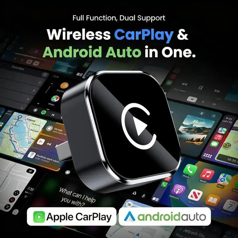 2026 New Mini Wireless Carplay & Android Auto Adapter , 2-In-1 Wired to Wireless Converter, 5Ghz Wifi, Bluetooth 5.0, Plug & Play, Fast Auto Connection for Iphone