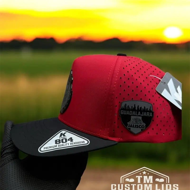 Unisex Red & Black Polyester Guadalajara Soccer Fan Baseball Cap - Accessory with Team Logo Patch Detail, Durable Adjustable Secure Fit, Casual Sports Fan Red Baseball Cap Hats