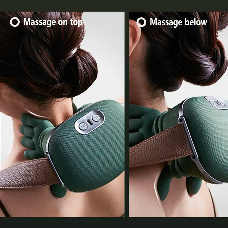 Smart Heated Body Massager - Compact, Adjustable Compression Device for Neck, Waist, Back Pain Relief, Realistic Hand Simulation, Soothing Warmth, Portable for Travelers