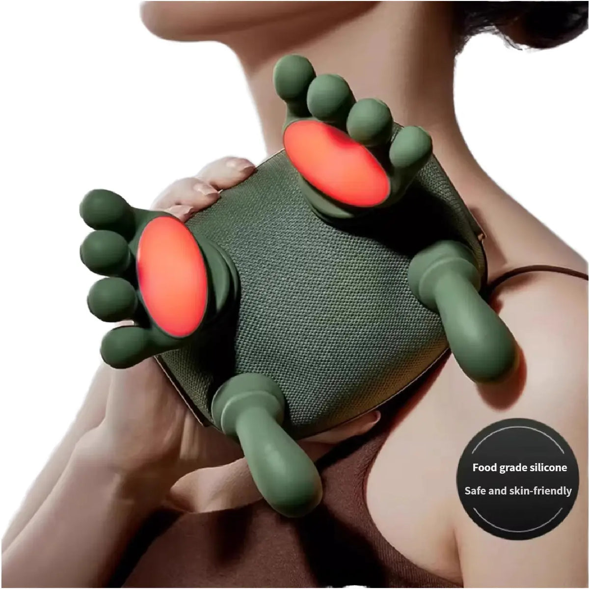Smart Heated Body Massager - Compact, Adjustable Compression Device for Neck, Waist, Back Pain Relief, Realistic Hand Simulation, Soothing Warmth, Portable for Travelers