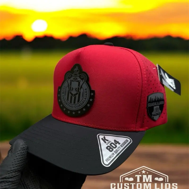 Unisex Red & Black Polyester Guadalajara Soccer Fan Baseball Cap - Accessory with Team Logo Patch Detail, Durable Adjustable Secure Fit, Casual Sports Fan Red Baseball Cap Hats