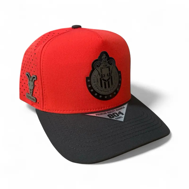Unisex Red & Black Polyester Guadalajara Soccer Fan Baseball Cap - Accessory with Team Logo Patch Detail, Durable Adjustable Secure Fit, Casual Sports Fan Red Baseball Cap Hats