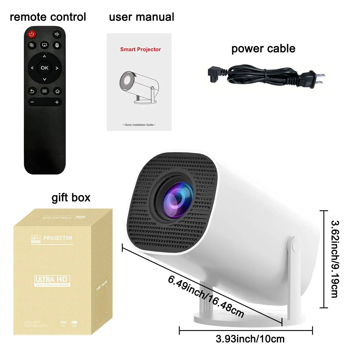 Mini Projector 350ANSI 720P Native with 4K Decode - Portable Home Cinema for Bedroom & Living Room, Real 1080P Upscale, Android 13, Dual Wifi6, Bluetooth 5.2, Auto Keystone, 130" Screen, US Stock