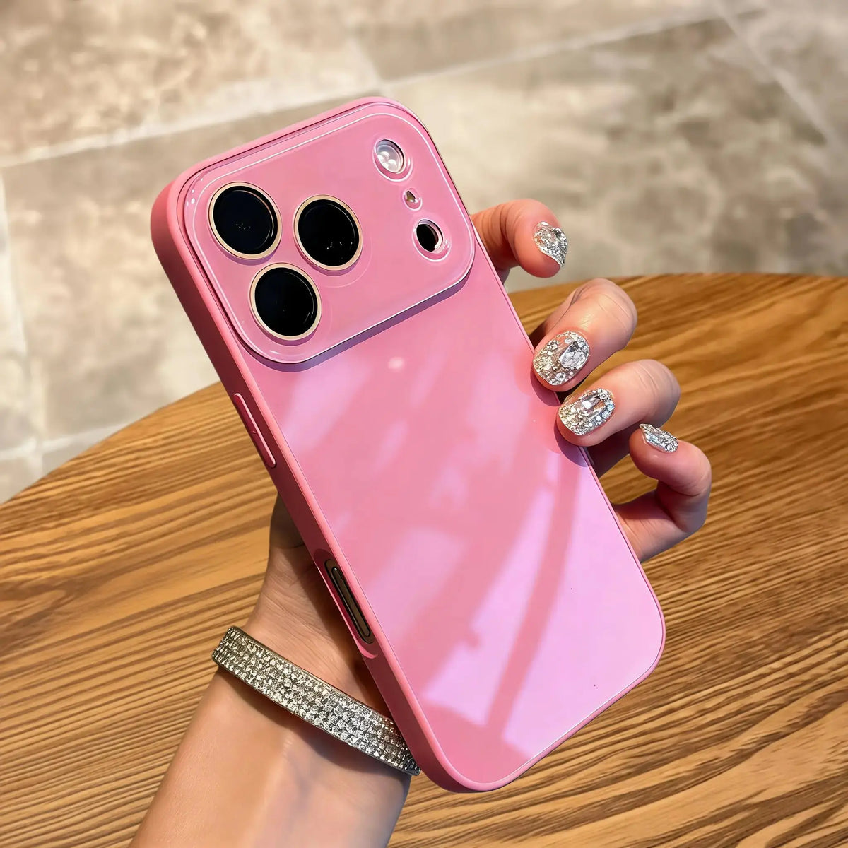 Milk Tea Brown Macaron Ice-Sense Glass Smartphone Case - Full-Coverage Lens Protector for Iphone 13 (Solid Color), 14 (Couples Style), 15 (Simple New Style), 16/16 Pro, 17 Pro/17 Pro Max Handheld Devices Accessories